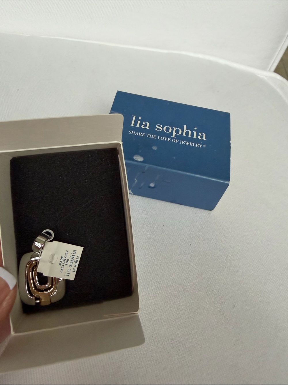 Lia Sophia Silver and Rose Gold Interlocking Link Charm
